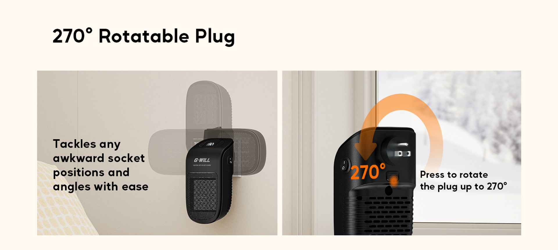 270° Rotatable Plug - Perfect fit in any outlet configuration