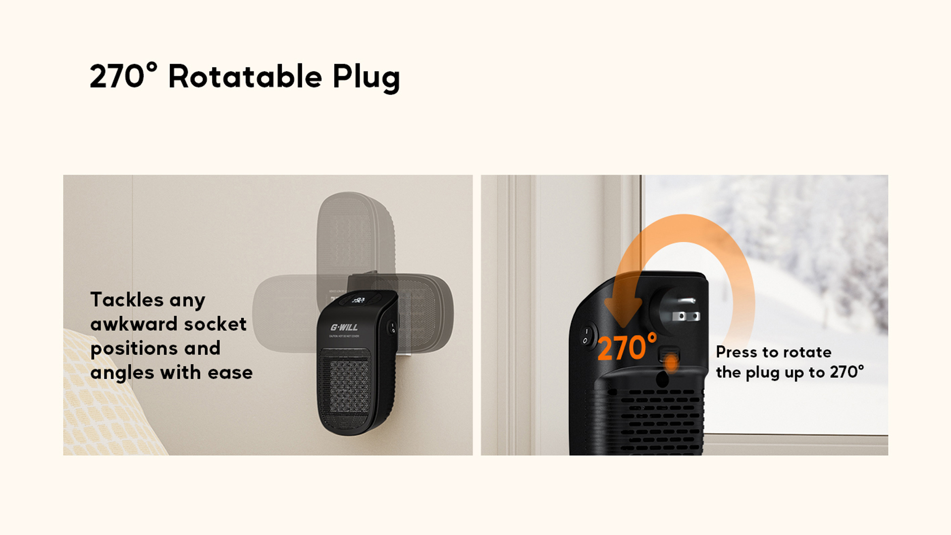 270° Rotatable Plug - Perfect fit in any outlet configuration