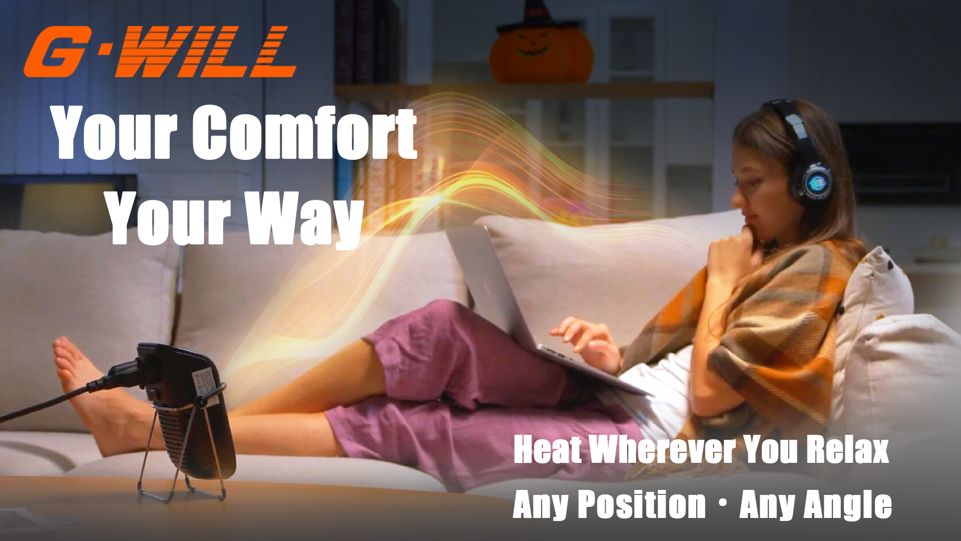 G-WILL heater with foldable stand and extension cord - warmth follows you anywhere